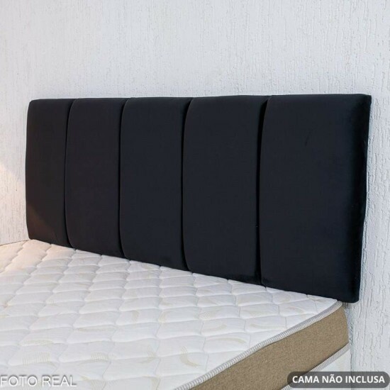 Painel Cabeceira Box Casal 1.40 Roma Veludo Preto