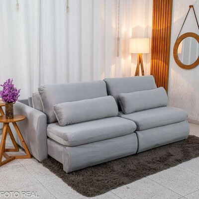 Sof Retrtil Amaranto Premium 2.30m Veludo Prata - Sem Caixa