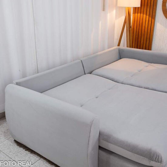 Sof Retrtil Amaranto Premium 2.30m Veludo Prata - Sem Caixa