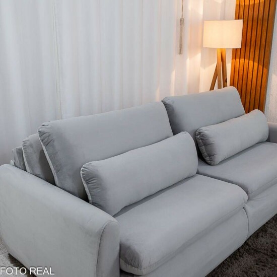 Sof Retrtil Amaranto Premium 2.30m Veludo Prata - Sem Caixa