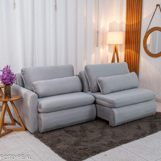 Sof Retrtil Amaranto Premium 2.30m Veludo Prata - Sem Caixa