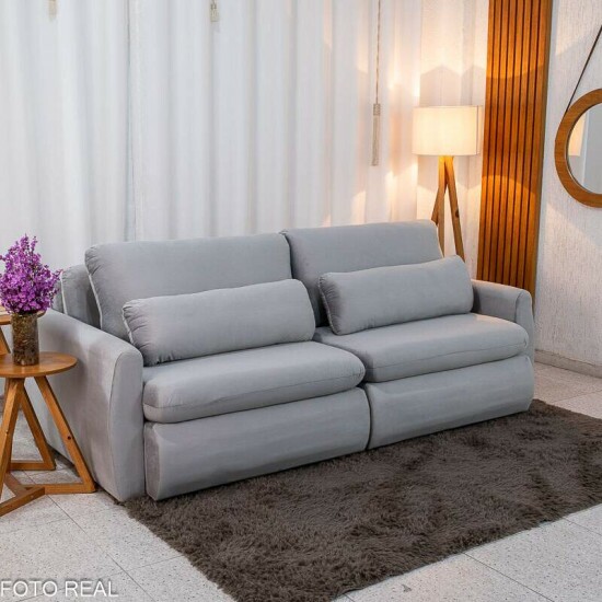 Sof Retrtil Amaranto Premium 2.30m Veludo Prata - Sem Caixa