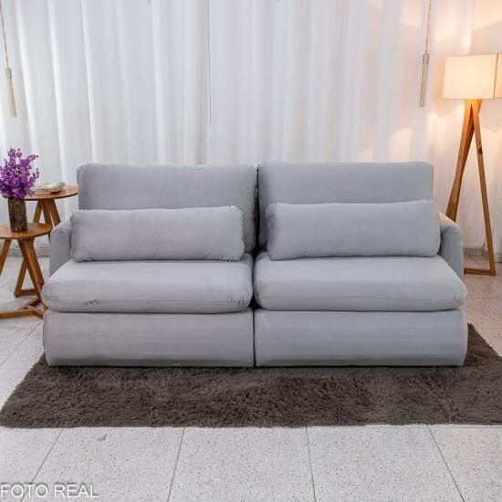 Sof Retrtil Amaranto Premium 2.30m Veludo Prata - Sem Caixa