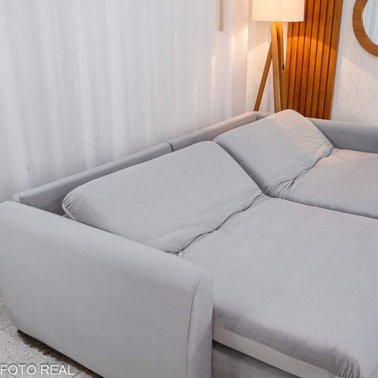 Sof Retrtil Amaranto Premium 2.30m Veludo Prata - Sem Caixa