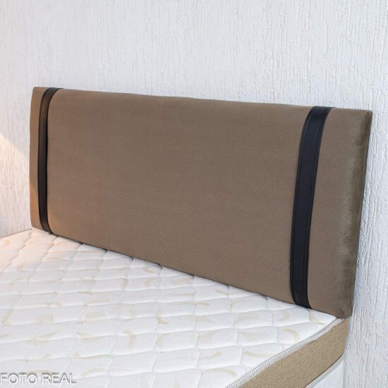 Painel Cabeceira Box Casal 1.40 Leticia Veludo Marrom