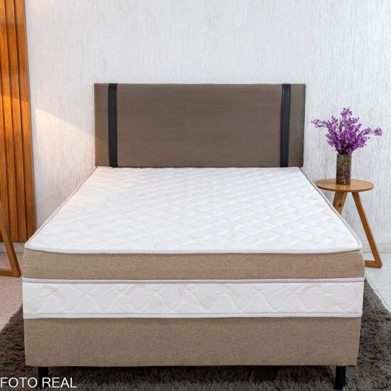 Painel Cabeceira Box Casal 1.40 Leticia Veludo Marrom