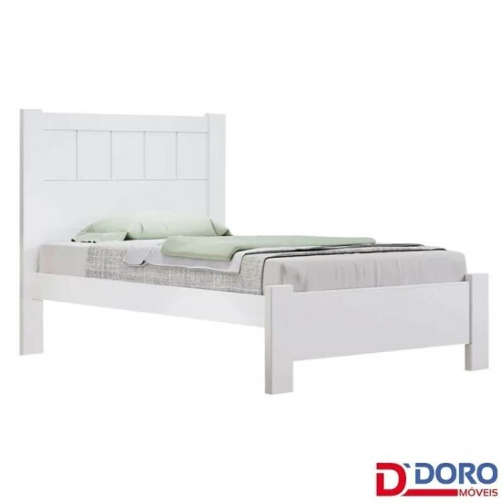 Cama Solteiro Primcia Branco 100% MDF D Doro + Cama Auxiliar Barcelona Branco Tebarrot