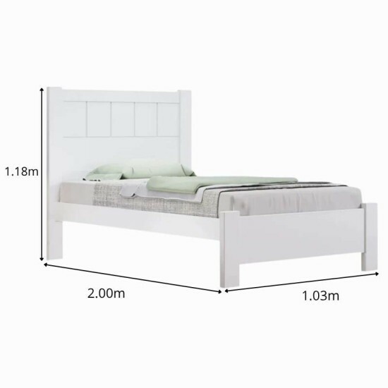 Cama Solteiro Primcia Branco 100% MDF D Doro + Cama Auxiliar Barcelona Branco Tebarrot