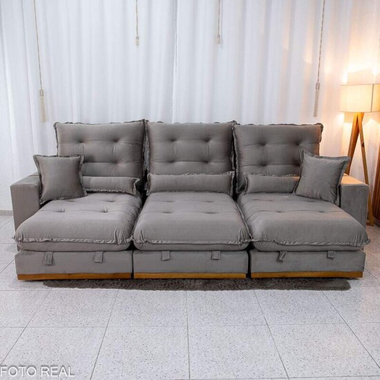 Sof Retrtil Reclinvel Mnaco 3.20m Veludo Gelo A20 - Molas Ensacadas