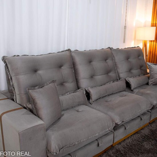 Sof Retrtil Reclinvel Mnaco 3.20m Veludo Gelo A20 - Molas Ensacadas