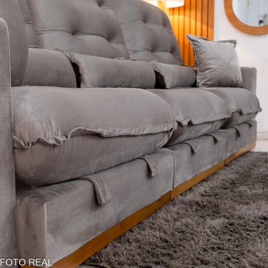 Sof Retrtil Reclinvel Mnaco 3.20m Veludo Gelo A20 - Molas Ensacadas