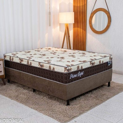 Box Casal Sued Marrom Nosso Sonho + Colcho Casal Prime Light Marrom 138x188x67 Molas Ensacadas Orthoprime | Suporta at 240kg