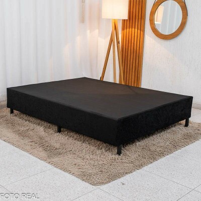 Base Box Casal Sued Preto 138x188x37 cm - Ortobel