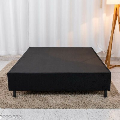 Base Box Casal Sued Preto 138x188x37 cm - Ortobel