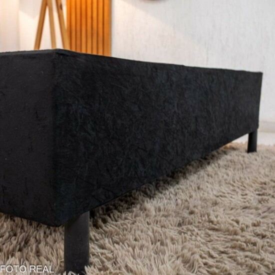 Base Box Casal Sued Preto 138x188x37 cm - Ortobel