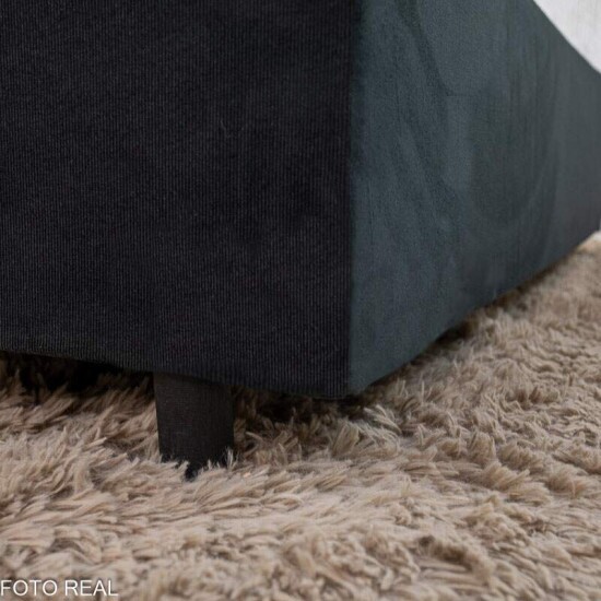 Box Casal Sued Preto Ortobel + Colcho Casal Sant 100% Espuma D33 138x188x46 - Nosso Sonho | Suporta at 240kg