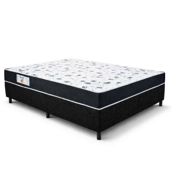 Box Casal Sued Preto Ortobel + Colchão Casal Santé