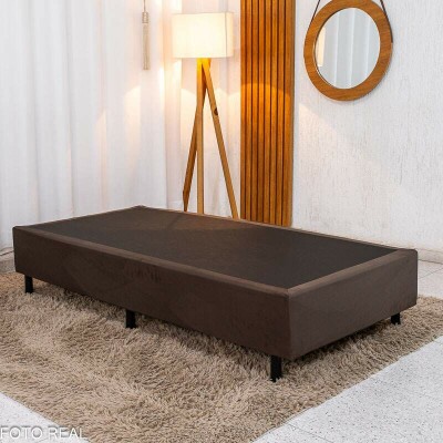 Base Box Solteiro Sued Marrom 88x188x37 - Ortobel