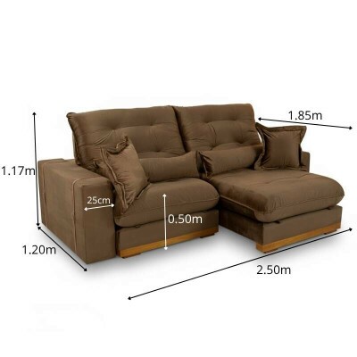 Sof� Retr�til Reclin�vel Toronto 2.50m Veludo Bege 4056 - D33 e Molas Ensacadas