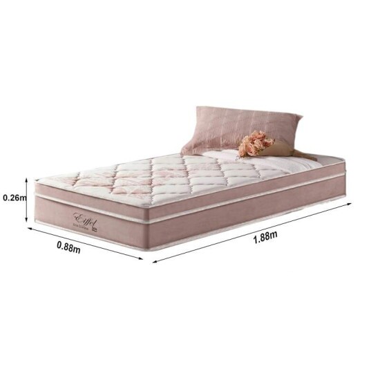 Colcho Solteiro Eiffel Molas Superlastic Rosa 188x88x26 Anjos