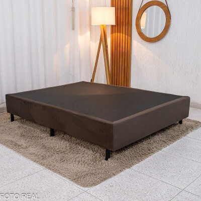 Base Box Casal Sued Marrom 138x188x37 cm - Ortobel