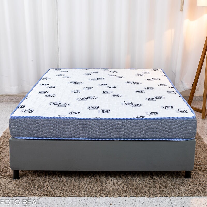 Box Casal Sued Cinza Ortobel + Colchão Casal Light 100% Espuma D33
