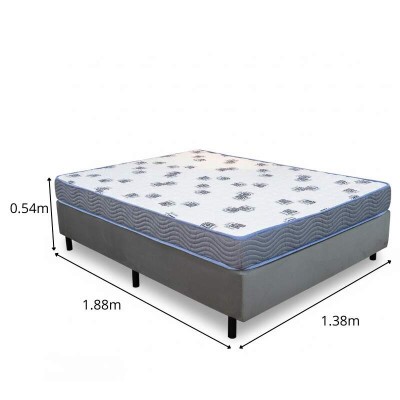 Colch�o Casal Light 100% Espuma D33 Selado Ortobom + Box Casal Sued Cinza Ortobel - 138x188x54 | Suporta at� 260kg
