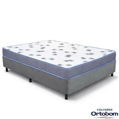 Colch�o Casal Light 100% Espuma D33 Selado Ortobom + Box Casal Sued Cinza Ortobel - 138x188x54 | Suporta at� 260kg