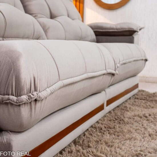 Sof� Retr�til Reclin�vel Barcelona 2.50m Veludo Cinza 319 - D33 e Molas Ensacadas