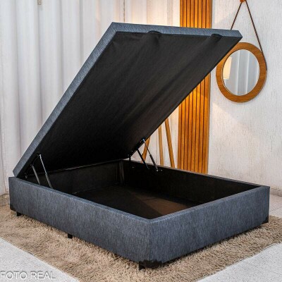 Base Box Ba� Casal Confort Linh�o Petr�leo Blindado 138x188x45 cm - Issacar