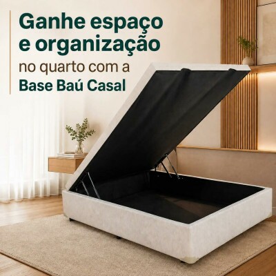 Base Box Ba� Casal Confort Linh�o Palha Blindado 138x188x45 cm - Issacar