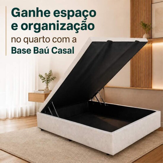 Base Box Ba� Casal Confort Linh�o Palha Blindado 138x188x45 cm - Issacar