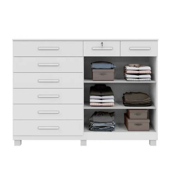 Cmoda com 8 Gavetas 2 Portas New Triunfo Branco Benetil