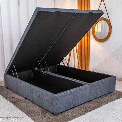 Base Box Ba� Queen Confort Linh�o Petr�leo Blindado 158x198x45 cm - Issacar