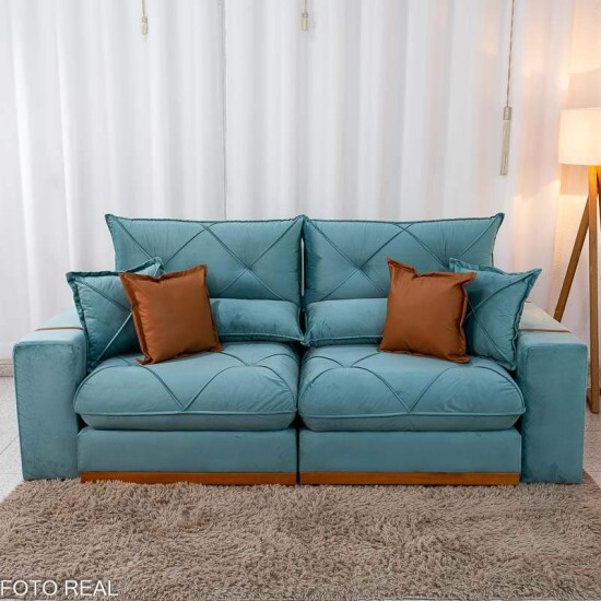 Sof� Retr�til Reclin�vel Gran Bello 2.30m Veludo Verde - Molas Ensacadas