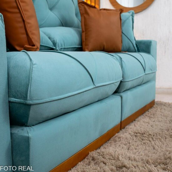 Sof� Retr�til Reclin�vel Gran Bello 2.30m Veludo Verde - Molas Ensacadas