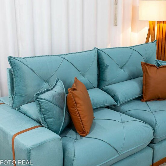 Sof� Retr�til Reclin�vel Gran Bello 2.30m Veludo Verde - Molas Ensacadas