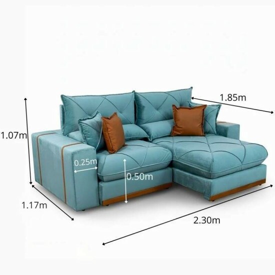 Sof� Retr�til Reclin�vel Gran Bello 2.30m Veludo Verde - Molas Ensacadas