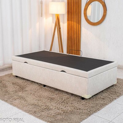 Base Box Ba� Solteiro Prime Confort 88x188x45 Linho Palha Blindado - Issacar