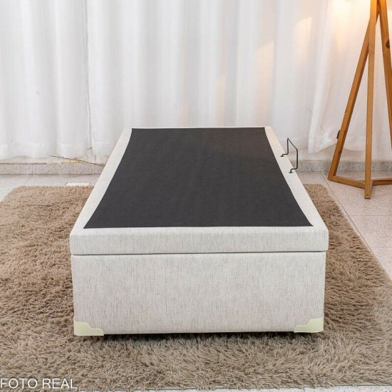 Base Box Ba� Solteiro Confort Linho Palha Blindado 88x188x45 - Issacar