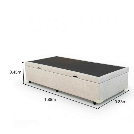 Base Box Ba� Solteiro Confort Linho Palha Blindado 88x188x45 - Issacar