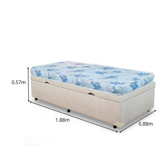Colch�o Solteiro Espuma Dream Soft Ortobom + Base Box Ba� Solteiro Confort Linh�o Palha Blindado Issacar - 88x188x57 cm