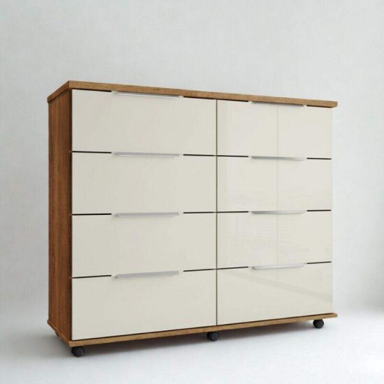 C�moda 1,21m Athenas Cedro/Areia 8 Gavetas - Rud Rack