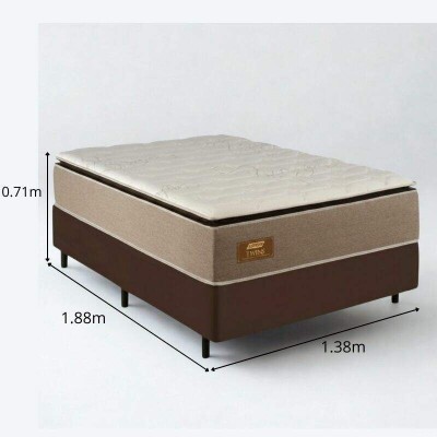 Colch�o Casal Twins D33 Molas Ensacadas Gazin + Box Casal Sued Marrom Ortobel - 138x188x71 | Suporta at� 290kg