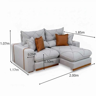 Sof� Retr�til Reclin�vel Gran Bello 2.00m Linho Cinza 31 - Molas Ensacadas