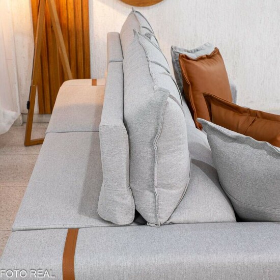 Sof� Retr�til Reclin�vel Gran Bello 2.00m Linho Cinza 31 - Molas Ensacadas