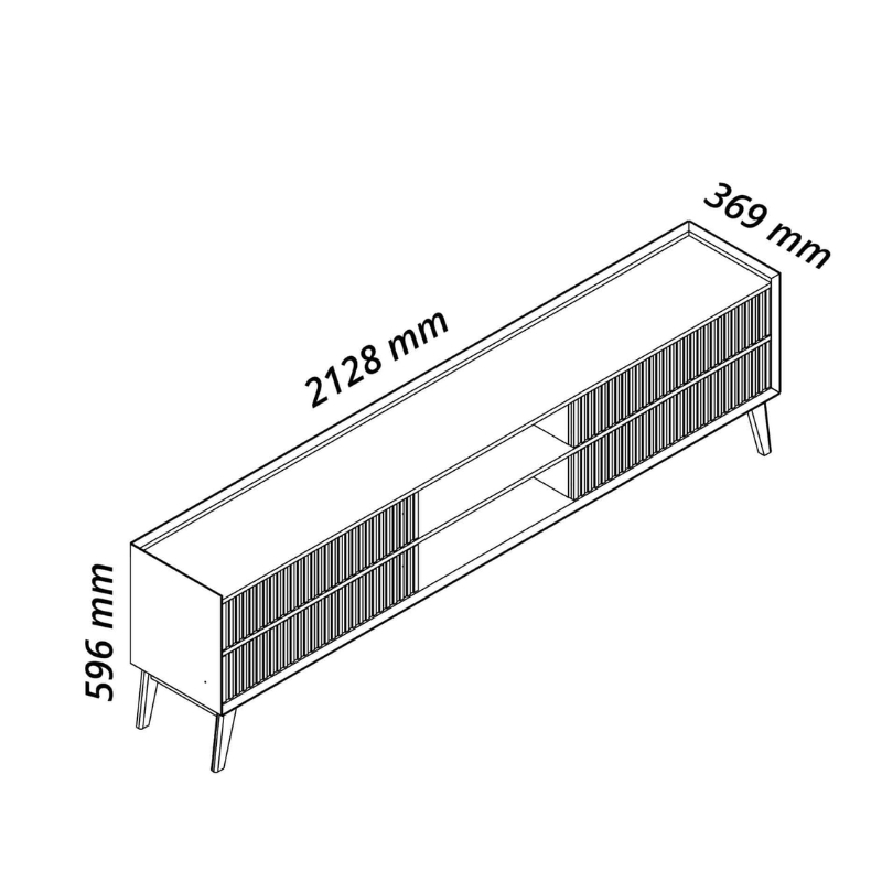 Rack 2,12m Magnífico 212 Nature/Off com Detalhe Ripado para TV até