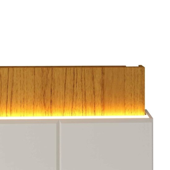 Painel 2,18m Magn�fico 220 Nature/Off com LED e Detalhe Ripado para TV at� 85\" - Gelius