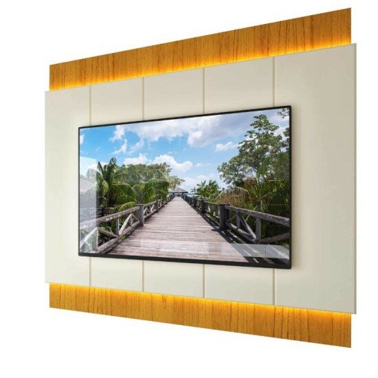 Painel 2,18m Magn�fico 220 Nature/Off com LED e Detalhe Ripado para TV at� 85\" - Gelius