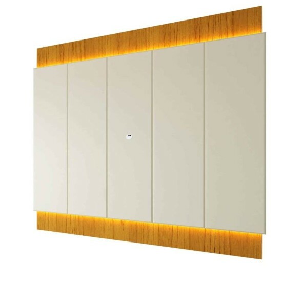 Painel 2,18m Magn�fico 220 Nature/Off com LED e Detalhe Ripado para TV at� 85\" - Gelius